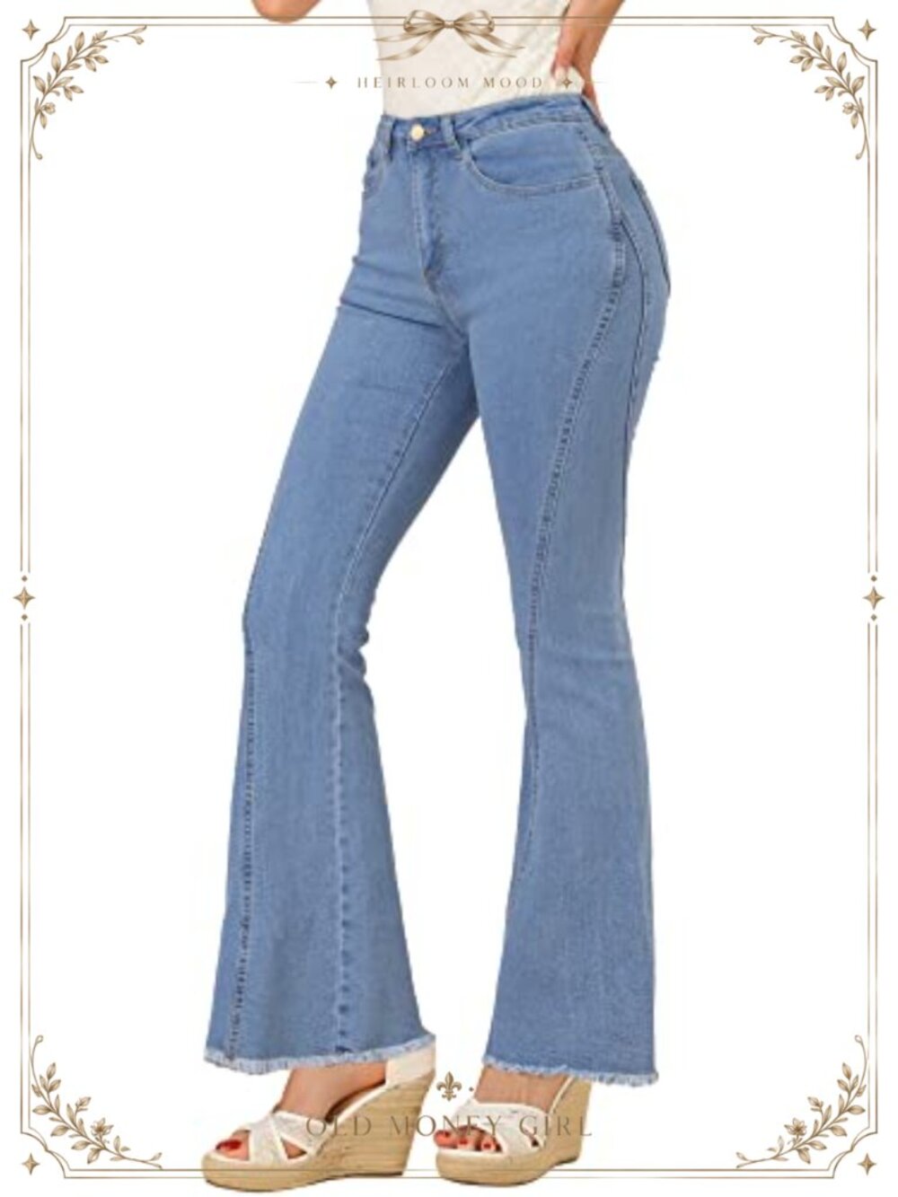 High Waisted Stretchy Denim Flare Bell Bottom Jeans Retro